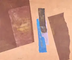 Paul Horiuchi, Colors of Drama, Oil and mixed media collage on canvas