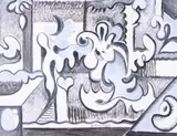 Stephen Sacklarian, Abstract in Shades of Gray, Oil on canvas