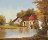 Autumn View of a Mill by American School, Oil on canvas, offered Jul 2008
