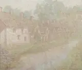 Thomas E. Brown, Along an English Village Lane, Oil on canvas