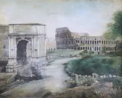 Francis West, Roman Ruins, Oil on board