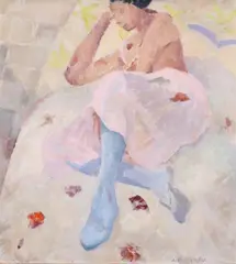 Carol Kitzmiller, Figure in Pink and Blue, Oil on canvas
