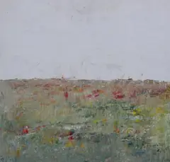 Alex de Boeck, Red Landscape, Oil on panel