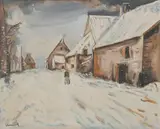European Snow Scene by Continental School, Oil on canvas, sold Jul 2008