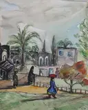 Cjn, Women Carrying Baskets, Watercolor