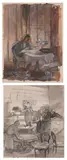 C. Alford, New York Scenes, Oil on paper, charcoal on paper, and pastel on paper