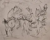 Lovis Corinth, Sonntagsreiter, Drypoint etching