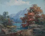 H. Tournay, River Landscape in Autumn, Oil on panel