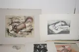 J.E. Taylor, Portfolio of Drawings and Prints, Including 5 pen and ink drawings, a pencil drawing, two lithogrpahs, and an etching