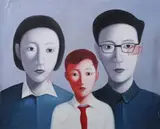 Family Portrait by Zhang Xiao Gang, Oil on canvas, sold Sep 2008