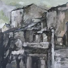 Wei Hua Lu, Old House in Shanghai, Oil on canvas, signed
