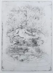 The Fountain by Anton Lehmden, Etching, offered Sep 2008
