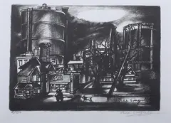 Philip Evergood, City Lights, Lithograph