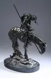James Earl Fraser, END OF THE TRAIL, later casting, Bronze with dark brown patina on a black marble base. - Height: 15 1/2 in., overall