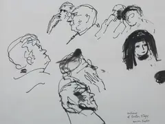 Aaron Sopher, Audience of Center Stage, Ink on paper