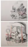 Gustaf Tenggren, THE FOX WENT OUT ON A CHILLY NIGHT: SKETCHES FOR ILLUSTRATIONS, graphite, THE FOX WENT OUT ON A CHILLY NIGHT: SKETCHES FOR ILLUSTRATIONS, graphite, charcoal and sepia crayon on paper