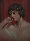 William H. Lister, Portrait of Woman, Oil on board