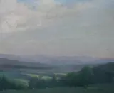 Caroline W. Pitkin, Spring Landscape, Oil on canvas laid down on board