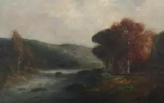 L Fischer, Autumn Landscape, Oil on canvas