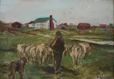 A. Bryan Wall, Moving the Herd, Oil on panel