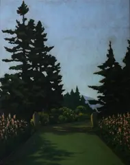 Sydney Gross, Garden Landscape with Urns, Oil on canvas