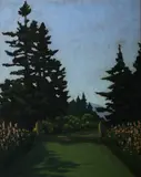 Sydney Gross, Garden Landscape with Urns, Oil on canvas