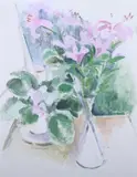American School, Still Life with Purple Lillies in a Vase, STILL LIFE WITH PURPLE LILLIES IN A VASE, oil on canvas