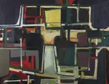 Francis Almeida Luzzatto, Abstract in Yellow Red and Black, Oil on canvas