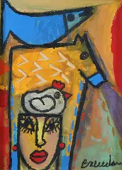 Mexican School, Woman, Gouache on paper