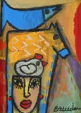 Mexican School, Woman, Gouache on paper
