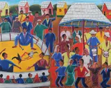 A. Barie, The Cock Fight, Oil on board