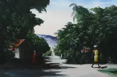 Louverture Poisson, Landscape in a Village, Oil on canvas