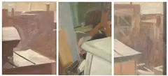 Studio Interior by Pierce Rice, TWO ROOFTOP STUDIES: THREE WORKS, oil on canvas board, offered Sep 2008