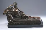 Antonio Canova, PAULINE BONAPARTE, later casting, Bronze with dark brown patina on marble base - Height: 13 in., width: 22 in
