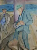 Konstantine Dadichko, Two Men, Watercolor on paper