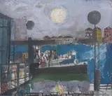Bruno Saetti, Il Vaporino Della Guidecca, 1953, Oil on canvas mounted on board