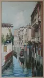 Ettore Cadorin, Gondola on a Canal in Venice, Watercolor on paper
