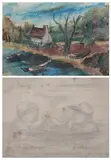 Edward Rosenfeld, BOAT IN POND and CLAMMING: TWO WORKS, first, Baltimore native Edward 'Eddie' Rosenfeld began his artistic career as a housepainter at age 16, quickly advancing to sign painter and billboard painter for the Standard Oil Company