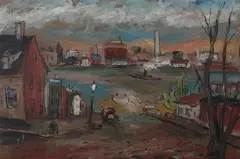Edward Rosenfeld, VIEW OF FEDERAL HILL, (BALTIMORE). signed lower left, Baltimore native Edward 'Eddie' Rosenfeld began his artistic career as a housepainter at age 16, quickly advancing to sign painter and billboard painter for the Standard Oil Company
