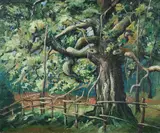 William Leon Stacks, The Oak at Globe, Oil on canvas