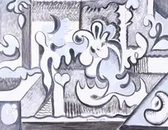 Stephen Sacklarian, Abstract in Shades of Gray, Oil on canvas