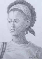 Kyra Markham, Portrait of a Young Girl, Charcoal on paper