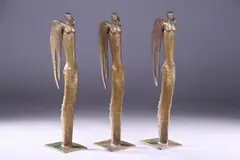 Untitled by Avis Turner, ALTARSTICKS IN THE FORM OF ANGELS, circa 1988, bronze, golden-brown patina - Height: 30 1/4 in, offered Sep 2008