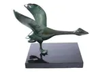 John Dreyfuss, Duck, Bronze with verdigris patina on black marble base - Height: 20 in