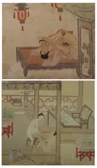 Amorous Couples by Anonymous, Two color and ink on paper, sold Nov 2008