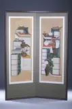 Anonymous, Untitled, Two-fold screen; color and ink on paper - Each panel: 71 1/2 in. x 26 3/4 in