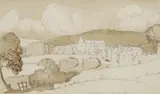John Aldridge, Untitled, pencil and sepia wash 13 x 22cm Provenance: From the artist's studio and estate