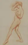 Harold Speed, Untitled, Harold Speed (1872-1957) Standing female nude red chalk 52 x 33cm