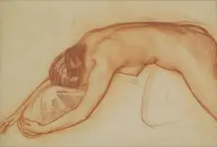 Harold Speed, Untitled, Harold Speed (1872-1957) Resting nude with arms outstretched red chalk 41.5 x 62.5cm