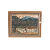 Carl Pappe, Vista de Taxco, Óleo sobre madera